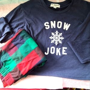 CUTE Girls Plaid flannel Lounge/ sleep pieced Outfit 😴 size 10-12. TOP is Large